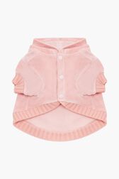 Pull à capuche chien velours Rose vue de dos