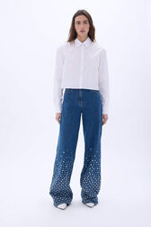 Pantalon en jean à studs Bleu studs vue portée de face