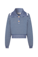 Pull camionneur marinière en coton mélangée Raye blanc / bleu vue de face