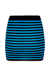 Women Rib Sock Knit Striped Mini Skirt Striped black/pruss.blue back view