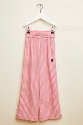 Pantalon fille rayé Rouge/blanc vue de face