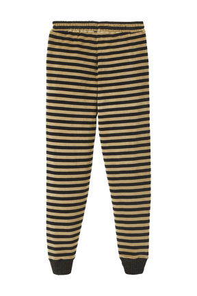 Jogging velours femme Raye noir/kaki vue de dos