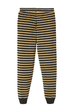 Women Velvet Jogging Pants Striped black/khaki back view