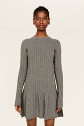 Robe danseuse courte laine et cachemire femme Gris vue portée de face