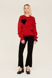 Women Charms Intarsia Wool Sweater Red details view 1