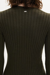 Crew-Neck Jumper Long Slit Sleeves Khaki details view 2