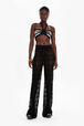 Bandeau rayures ajourées femme Raye noir/ecru vue portée de face
