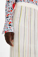 Jupe longue plissée rayée multicolore Ecru vue de détail 2