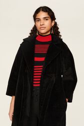 Manteau long velours femme Noir vue de détail 1