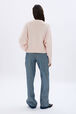Boxy round-neck sweater Pink back worn view
