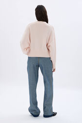 Boxy round-neck sweater Pink back worn view