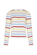 Cardigan picots rayé multicolore femme Multico raye blanc vue de face