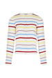 Women Picot Multicolor Striped Cardigan Multico white striped front view