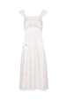 Strappy satin dress with mouth motif print Ecru lips front view