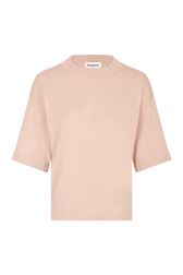Pull manches courtes à encollure strassée Peach vue de face