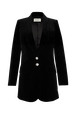 Veste longue en velours Noir vue de face
