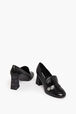 Black Metallic Leather Loafer Pumps Black details view 2