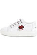 Basket fille cuir imprimé pailleté côté extérieur Blanc vue de détail 3