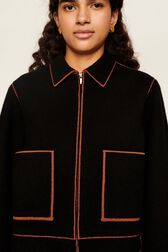 Veste double face laine femme Noir vue de détail 3