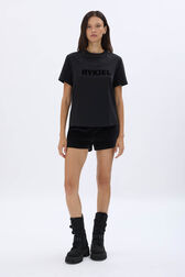 T-shirt col rond manches courtes Noir vue portée de face
