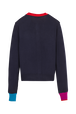 Cardigan laine colorblock femme Bleu nuit vue de dos