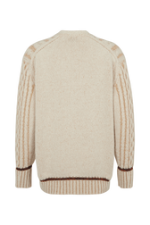 Long-Sleeved V-Neck Cardigan Ecru back view