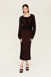Cardigan lurex femme Raye noir/bronze vue de détail 1