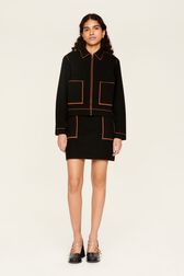Veste double face laine femme Noir vue de détail 2
