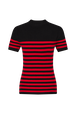 Striped short-sleeved woolen sweater Black/red back view
