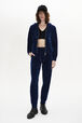 Velvet Jogging Trousers Blue duck front worn view