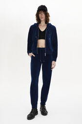Pantalon de jogging en velours Bleu canard vue portée de face