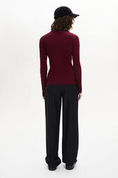 Long-Sleeved Turtleneck Jumper Claret back worn view