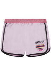 Short fille satin Lilas vue de face
