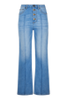 Women High-Waisted Jeans Stonewashed indigo front view