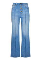 Women High-Waisted Jeans Stonewashed indigo front view