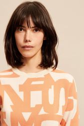 Pull coton motif graphique femme Orange vue de détail 2