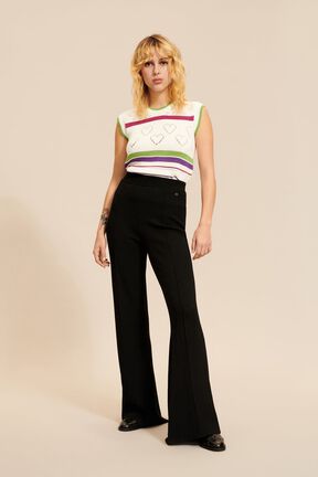 Pantalon flare femme Noir vue portée de face