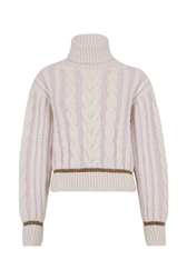 Pull col roulé à manches longues Lilas vue de face