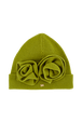 Bonnet laine fleur en relief femme Pistache vue de face