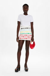 Jupe courte rayée multicolore femme Multico blanc vue portée de face