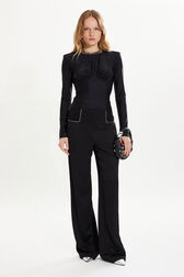 Long-sleeved jersey top Black front worn view