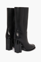 Black Leather Midi Boots Black back view