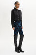 Baroque Print High-Waisted Velvet Leggings Blue details view 1