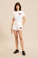 Short motif bouche femme Blanc vue portée de face