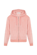 Pull à capuche velours femme Rose vue de face