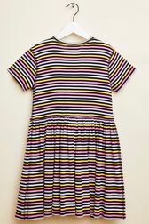 Robe à boutons fille rayée multicolore Multico raye vue de détail 2