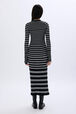 Striped long dress in wool and lurex Black/silver back worn view