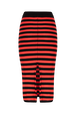Women Poor Boy Striped Wool Maxi Skirt Striped black/coral back view