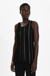 Women Pleated Tank Top Black details view 1