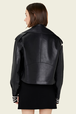 Veste en cuir noire Noir vue portée de dos